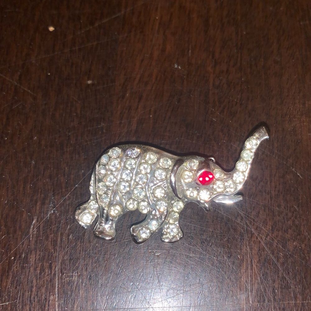 Vintage rhinestone, elephant, brooch, pen